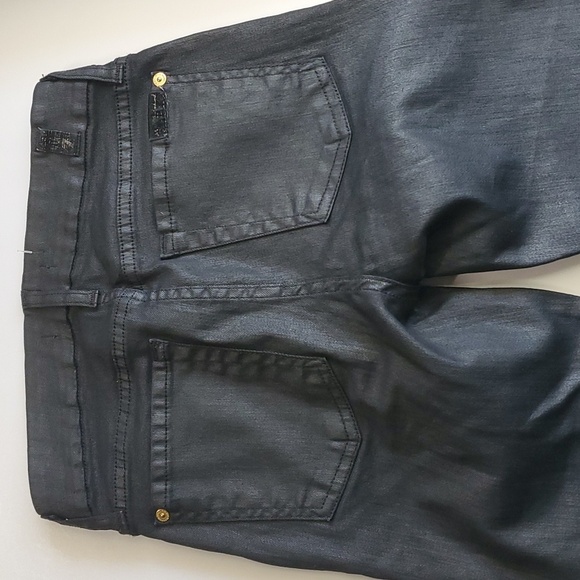 7 for all mankind jeans women's size 00 size 24 black zippered ankle wax… - Picture 10 of 16